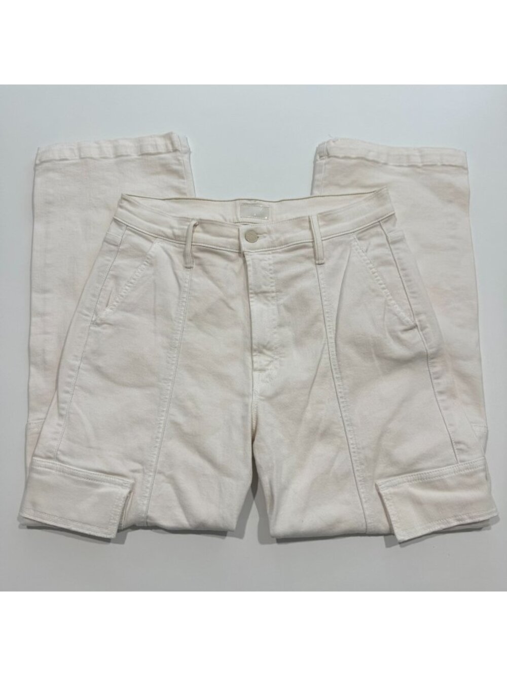 Mother The Rambler Cargo Ankle Wide Leg Jeans Size 30 Cream Puffs 30x27